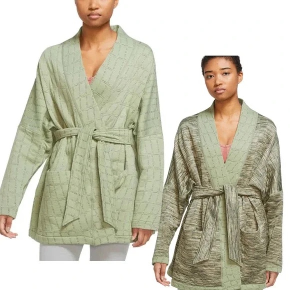 Nike Womens Yoga Therma Fit Jacquard Reversible Oversized Kimono Top Large